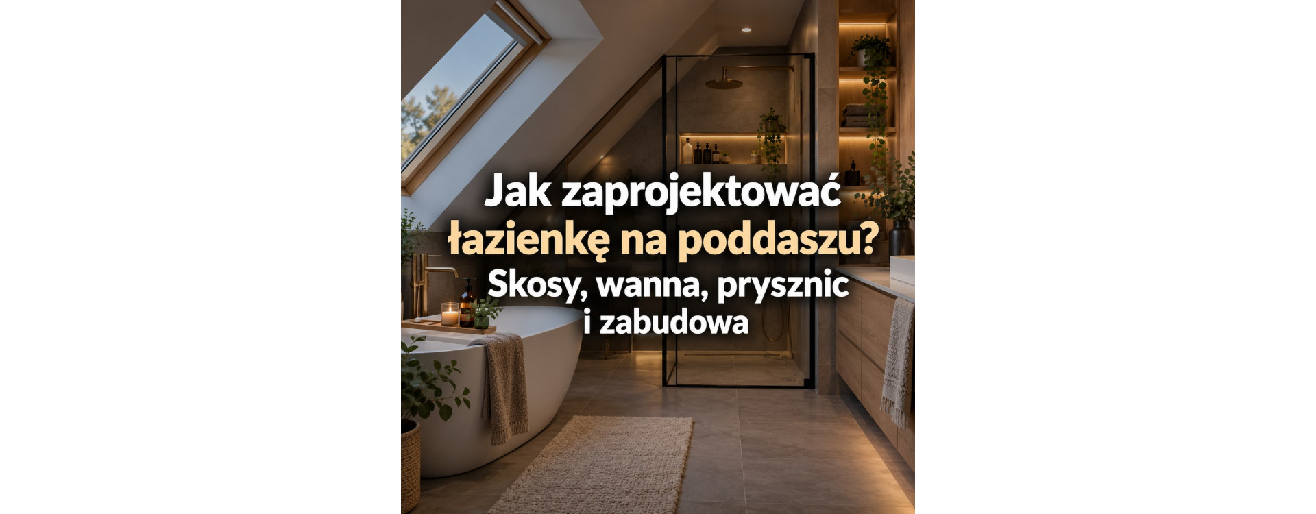 Jak zaprojektować łazienkę na poddaszu? Skosy, wanna, prysznic i zabudowa