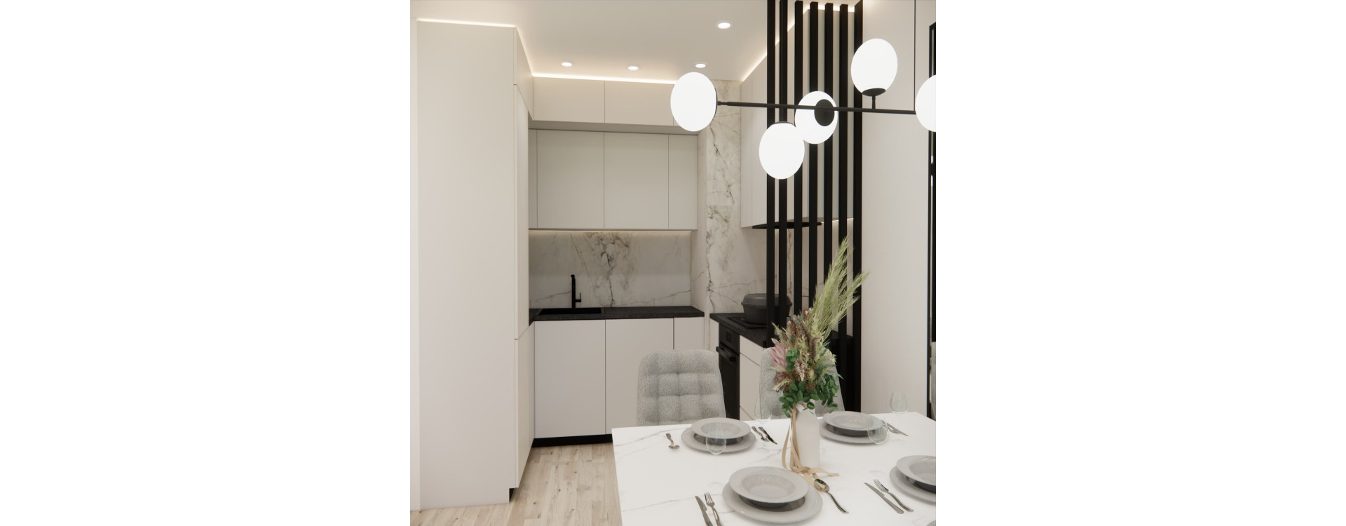 58 m² Apartment Interior Design in Warsaw – Modern and Functional Family Home