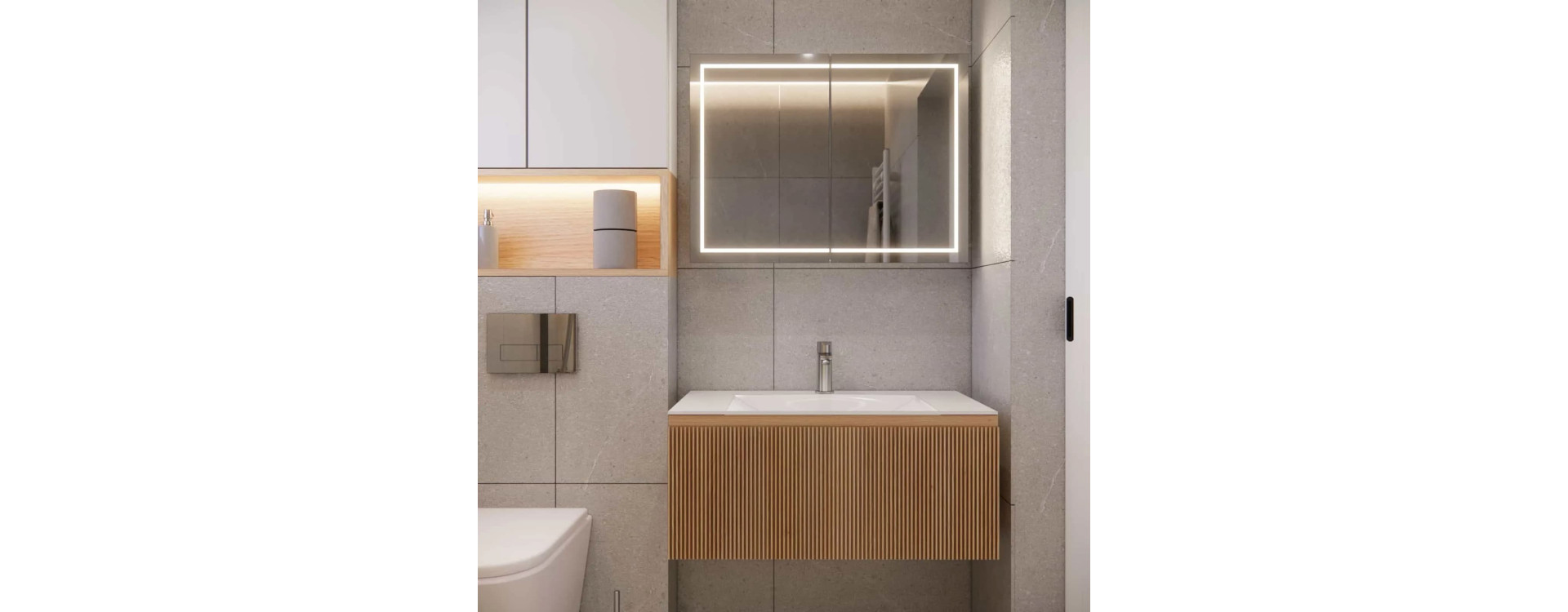 Modern 4m2 Bathroom in Grey and Wood