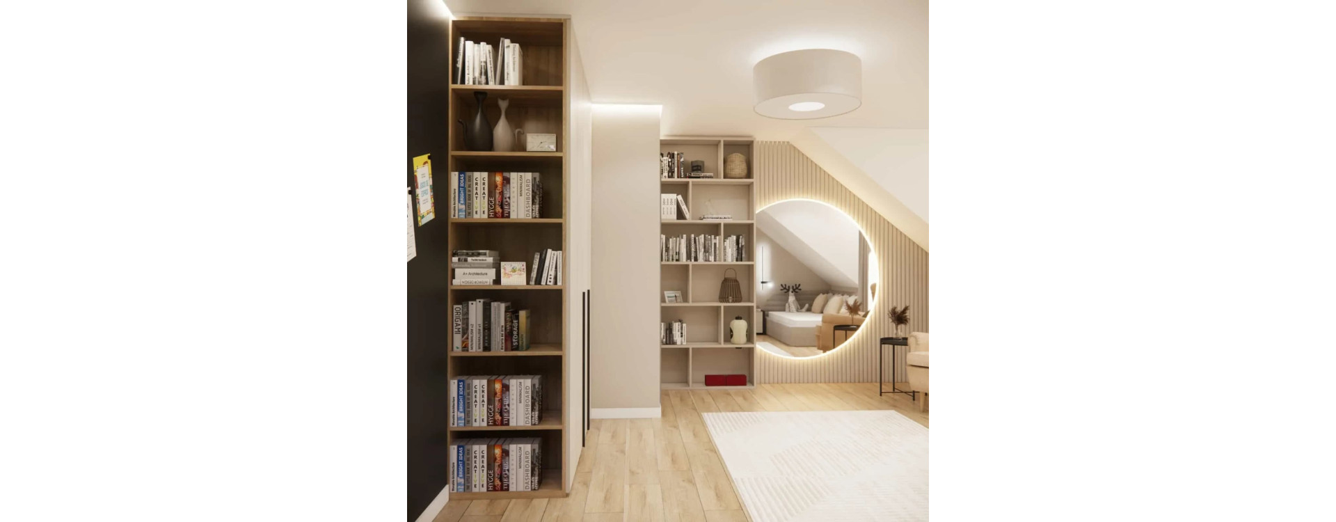 Modern bedroom for a 14-year-old girl – 22m2 attic room designed for years to come