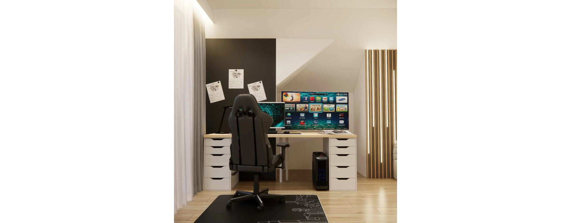 Modern youth room for a 15-year-old with sloped ceilings