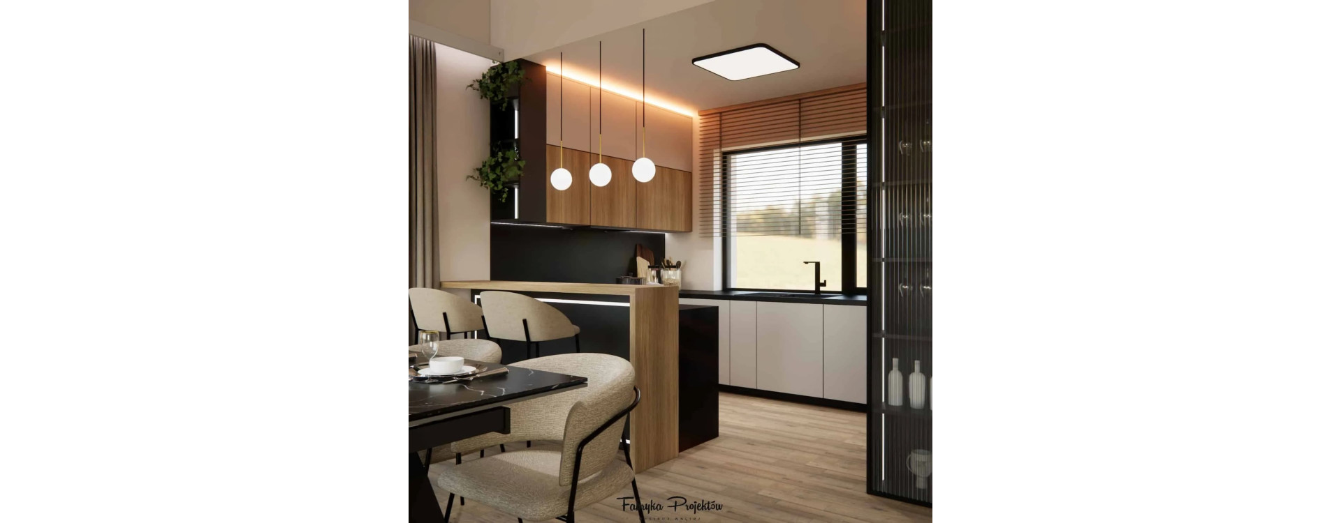 Modern Living Room with Kitchen and Dining Area 42m2