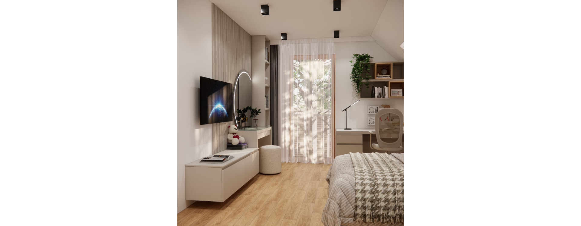 Pokój 12-letniej Zuzi z Brwinowa – 22 m² z garderobą na teraz i na przyszłość