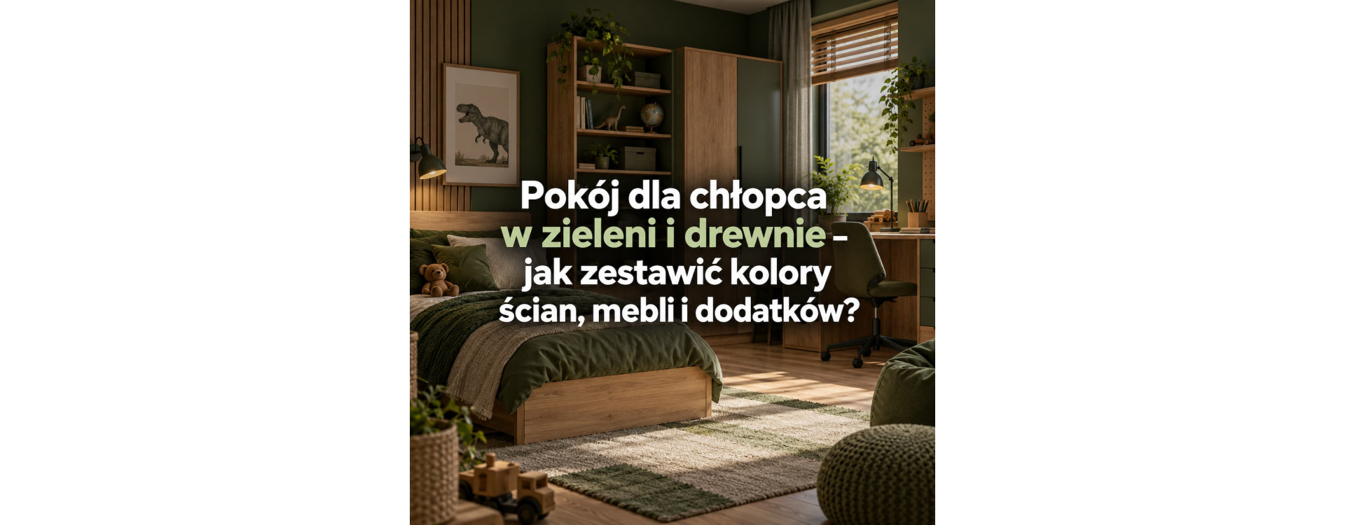 Pokój dla chłopca w zieleni i drewnie – jak zestawić kolory ścian, mebli i dodatków?