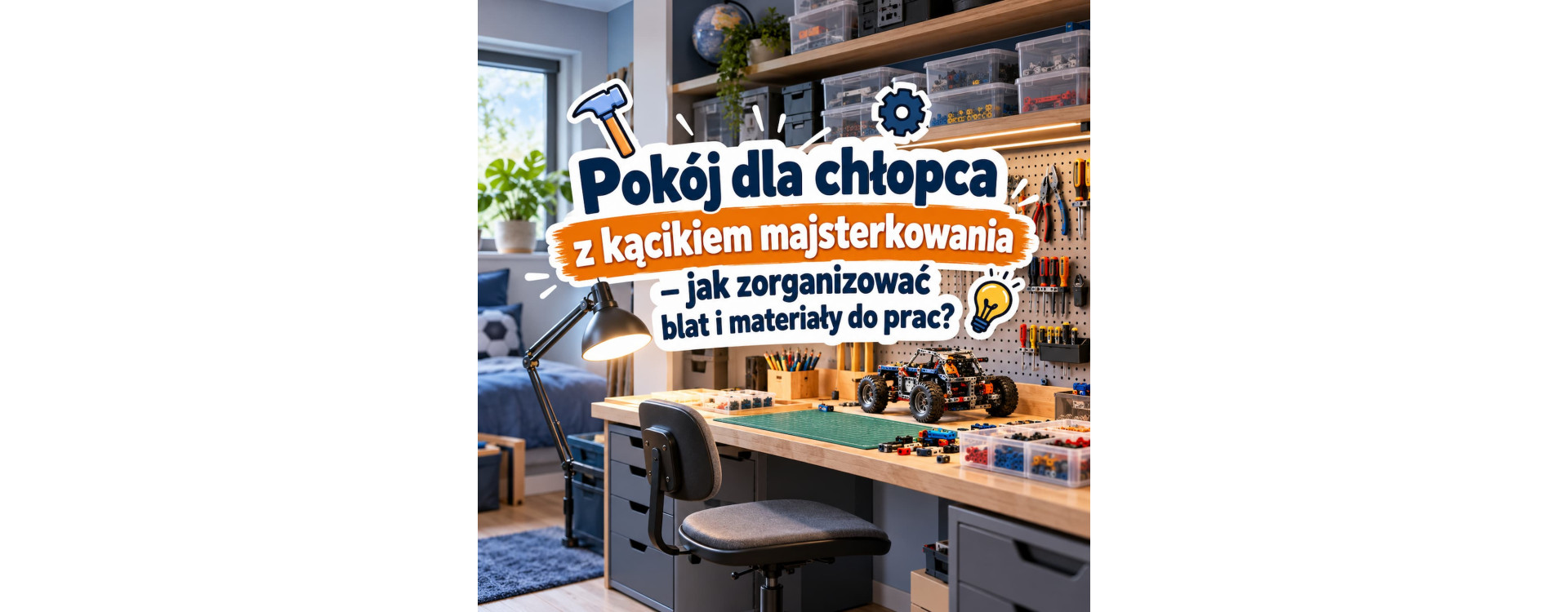 Pokój dla chłopca z kącikiem majsterkowania – jak zorganizować blat i materiały do prac?
