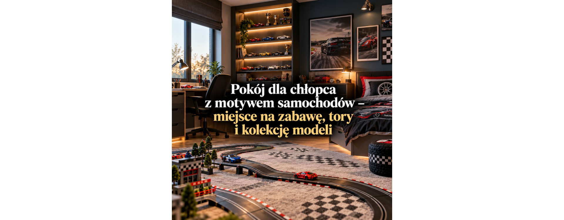 Pokój dla chłopca z motywem samochodów – miejsce na zabawę, tory i kolekcję modeli