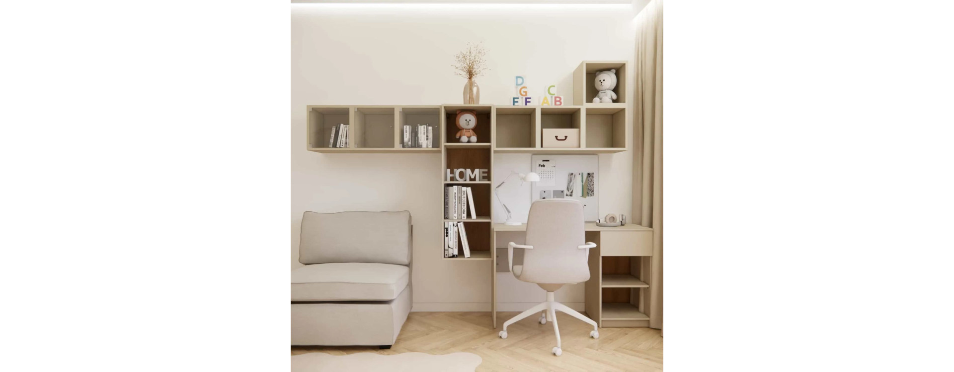 Room for an 8-Year-Old Girl – Interior Design Project 15m2 with a Nature Theme and Ready-Made Furniture