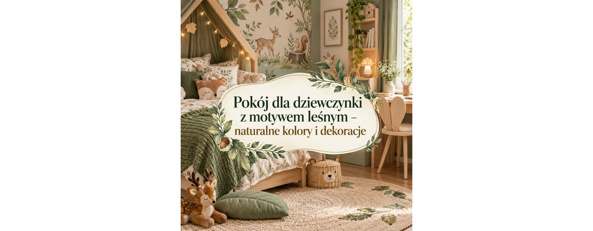 Pokój dla dziewczynki z motywem leśnym – naturalne kolory i dekoracje