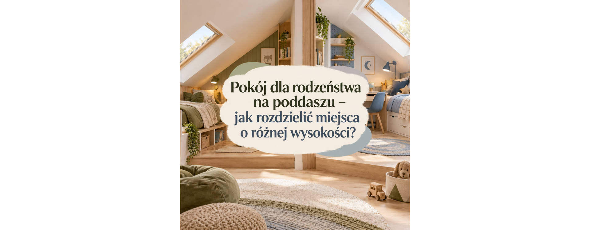 Pokój dla rodzeństwa na poddaszu – jak rozdzielić miejsca o różnej wysokości?