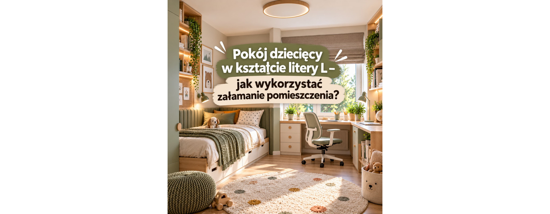 Pokój dziecięcy w kształcie litery L – jak wykorzystać załamanie pomieszczenia?