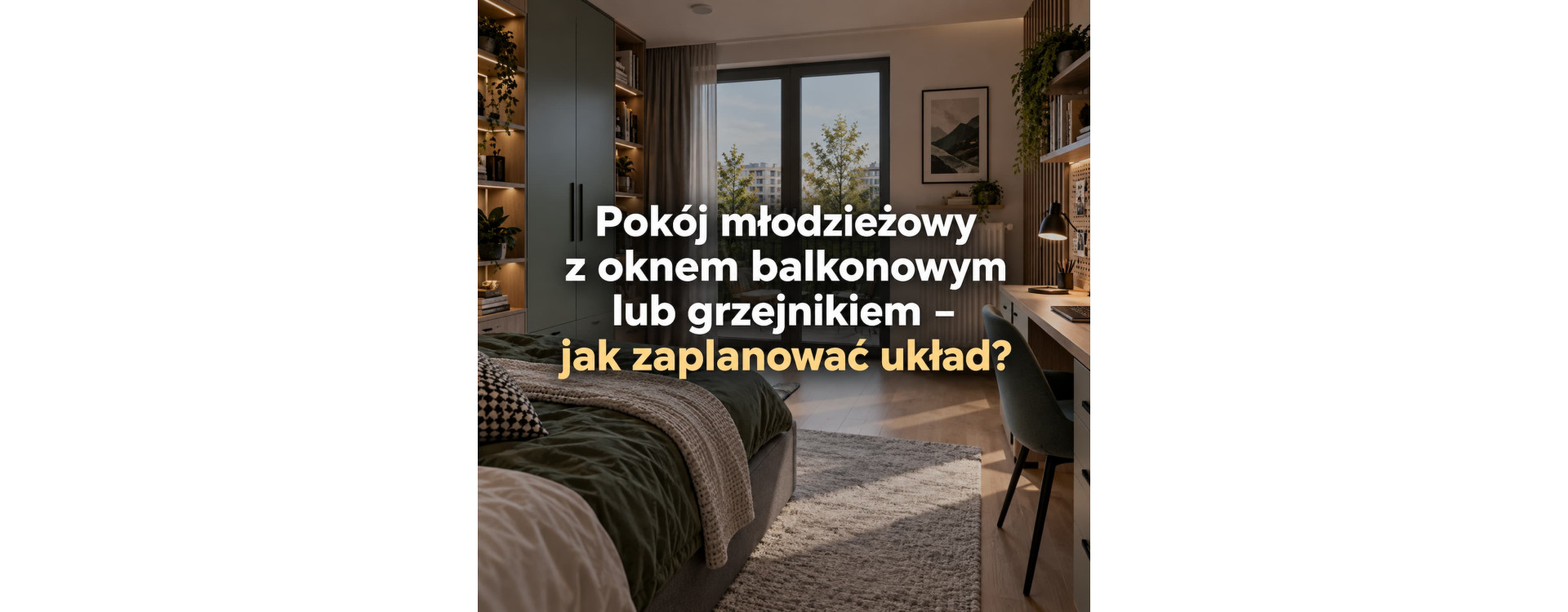 Pokój młodzieżowy z oknem balkonowym lub grzejnikiem – jak zaplanować układ?