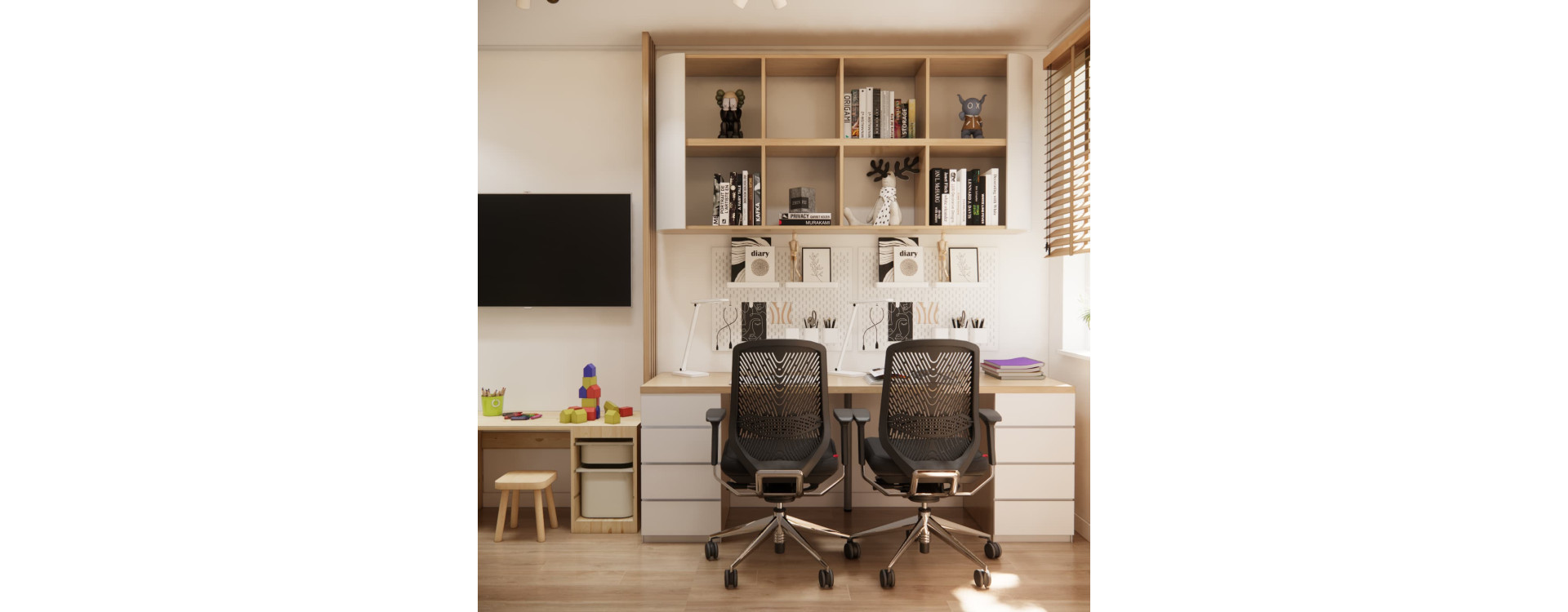 Room for Three Children in 11.44 m² – Functional Kids’ Room Design