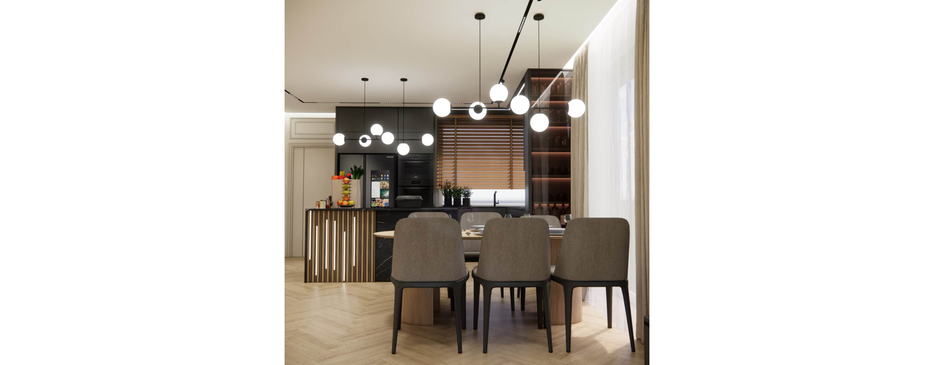 Salon z kuchnią i jadalnią 45m2 – nowoczesna elegancja i funkcjonalna strefa dzienna