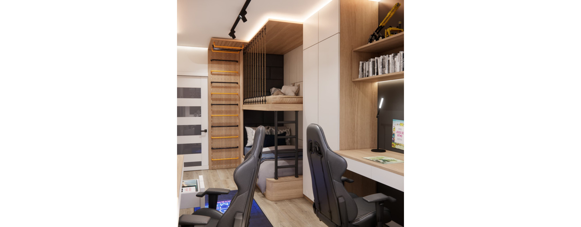 Shared Room for Two Brothers Aged 7 and 10 – 12 m² Room Design | Fabryka Projektów