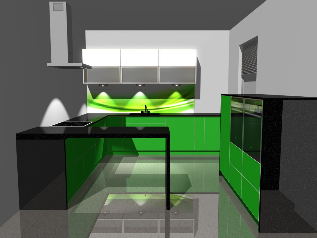 Projekty kuchni zielonej z grafiką